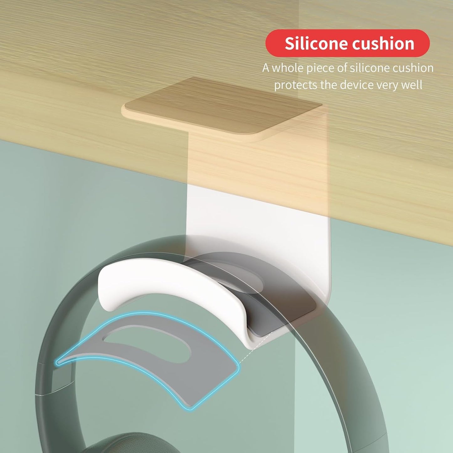Gmae Headphone Stand for Desk Mini Headset Hanger Holder with Strong Adhesive Headset Stand Headphone Holder (Under Desk White)