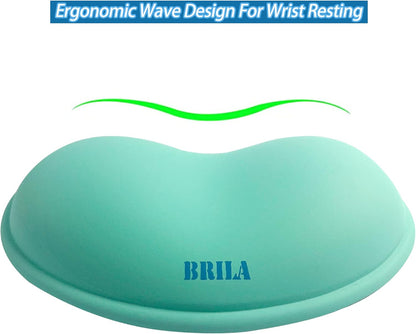 BRILA Ergonomic Silicone Mouse Wrist Rest, Cooling Silica Gel PU Leather Mouse Wrist Support Pad for Office Work and Laptop Computer Gaming
