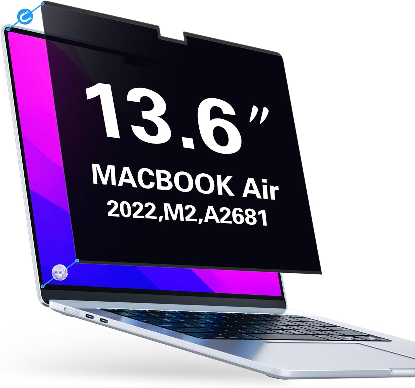 PYS Magnetic Laptop Privacy Screen Filter 15.6 Inch 16:9 - Detachable Computer Screen Privacy Shield, Anti-Glare Blue Light, Removable 15.6" Screen Protector for Lenovo, HP, Dell, Acer, ASUS