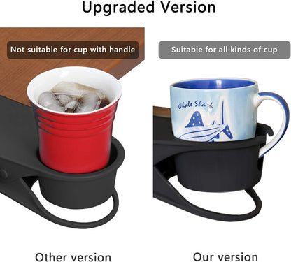 Dirza Upgraded Clip On Cup Holder for Office Chair Table Desk Side to Hold Coffee Mug Water Soda Tea Drinking Bottle Black