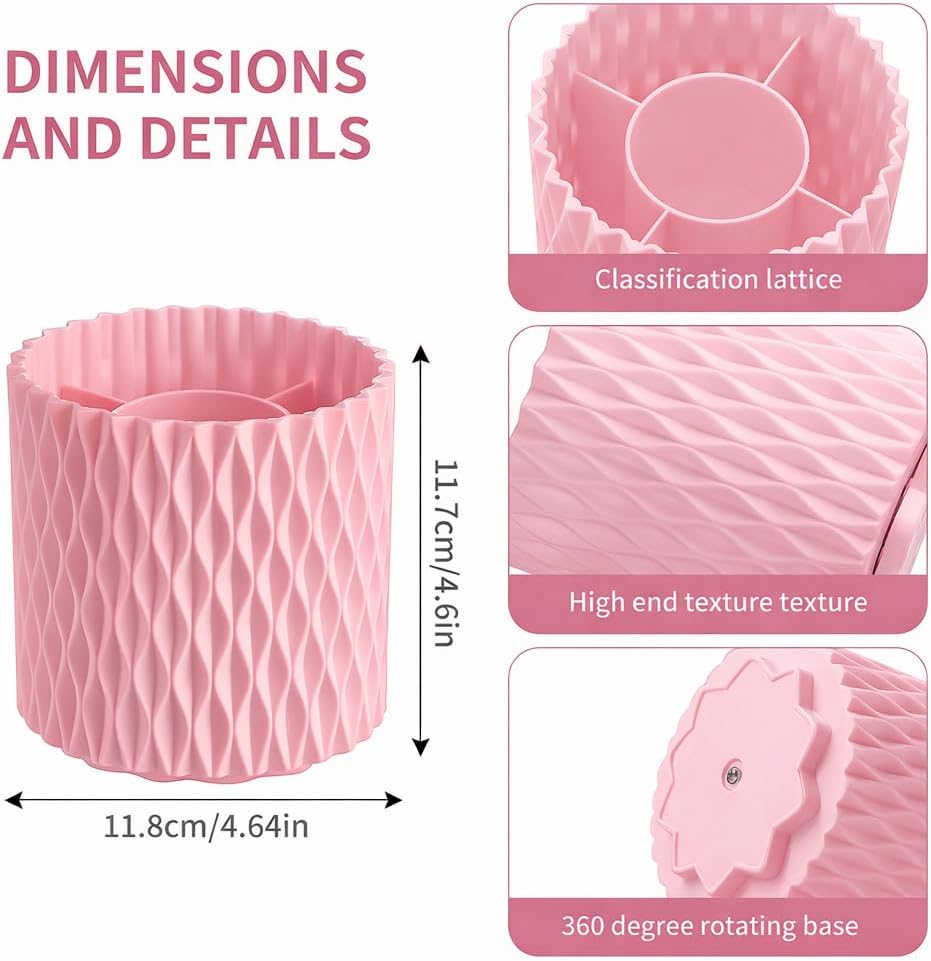 Makeup Brush Holder Organizer, 360° Rotating 5-Slot Make up Brushes Cup for Cosmetic, Lipstick, Hair Brush Holder - Spinning Vanity Countertop Caddy for Bathroom, Dorm & Office, Black