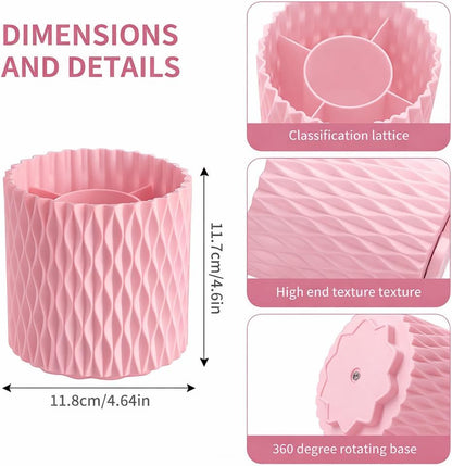 Makeup Brush Holder Organizer, 360° Rotating 5-Slot Make up Brushes Cup for Cosmetic, Lipstick, Hair Brush Holder - Spinning Vanity Countertop Caddy for Bathroom, Dorm & Office, Black