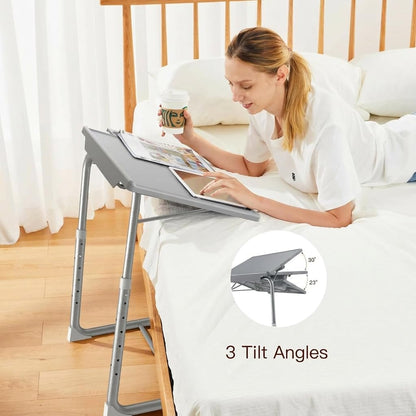 HUANUO TV Tray, Adjustable TV Tray Table - TV Dinner Tray on Bed & Sofa, Comfortable Folding TV Tray with 6 Height & 3 Tilt Angle Adjustments (Black)
