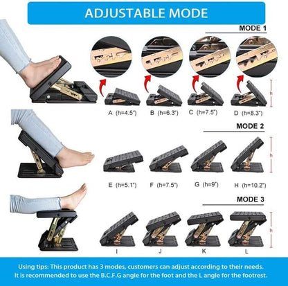 Foot Rest for Under Desk at Work 4-Level Height Adjustable, Ergonomic Foldable Footrest for Office, Gaming,Computer, Soft & Removable Pad Desk Foot Stool Suitable for All Seasons