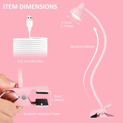 LiFMIRA Clip-on Reading Light - 3 Color Modes, 10 Dimmable Brightness, Eye Care Clamp Desk Lamp with Flexible Gooseneck for Reading in Bed, Desk, Headboard, Computer
