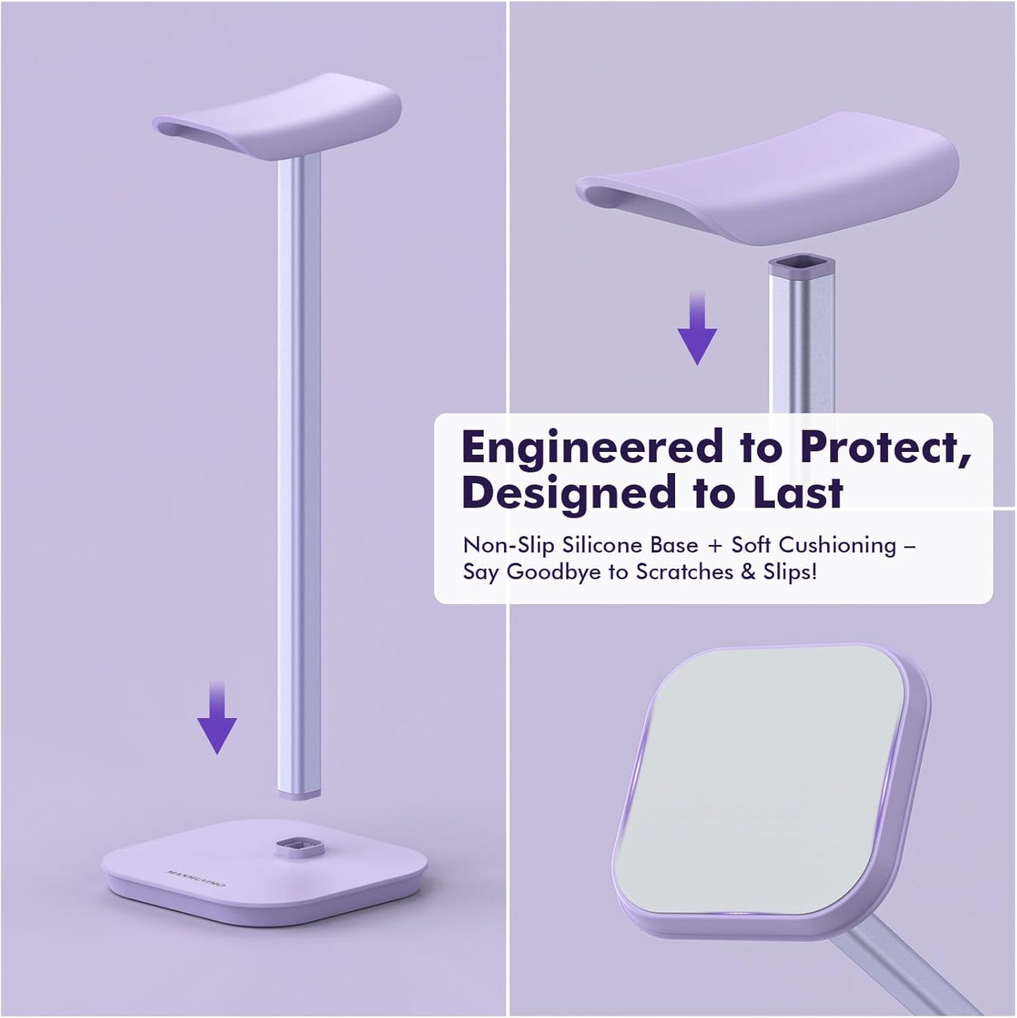 Headphone Stand, Desktop Headset Holder Heavy Base Desk Earphone Stand Aluminum Gaming Headset Hanger Rack Compatible with AirPods Max, AirPods Pro, Sony, Beats, Bose, Razer (White)