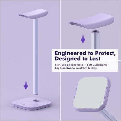 Headphone Stand, Desktop Headset Holder Heavy Base Desk Earphone Stand Aluminum Gaming Headset Hanger Rack Compatible with AirPods Max, AirPods Pro, Sony, Beats, Bose, Razer (White)