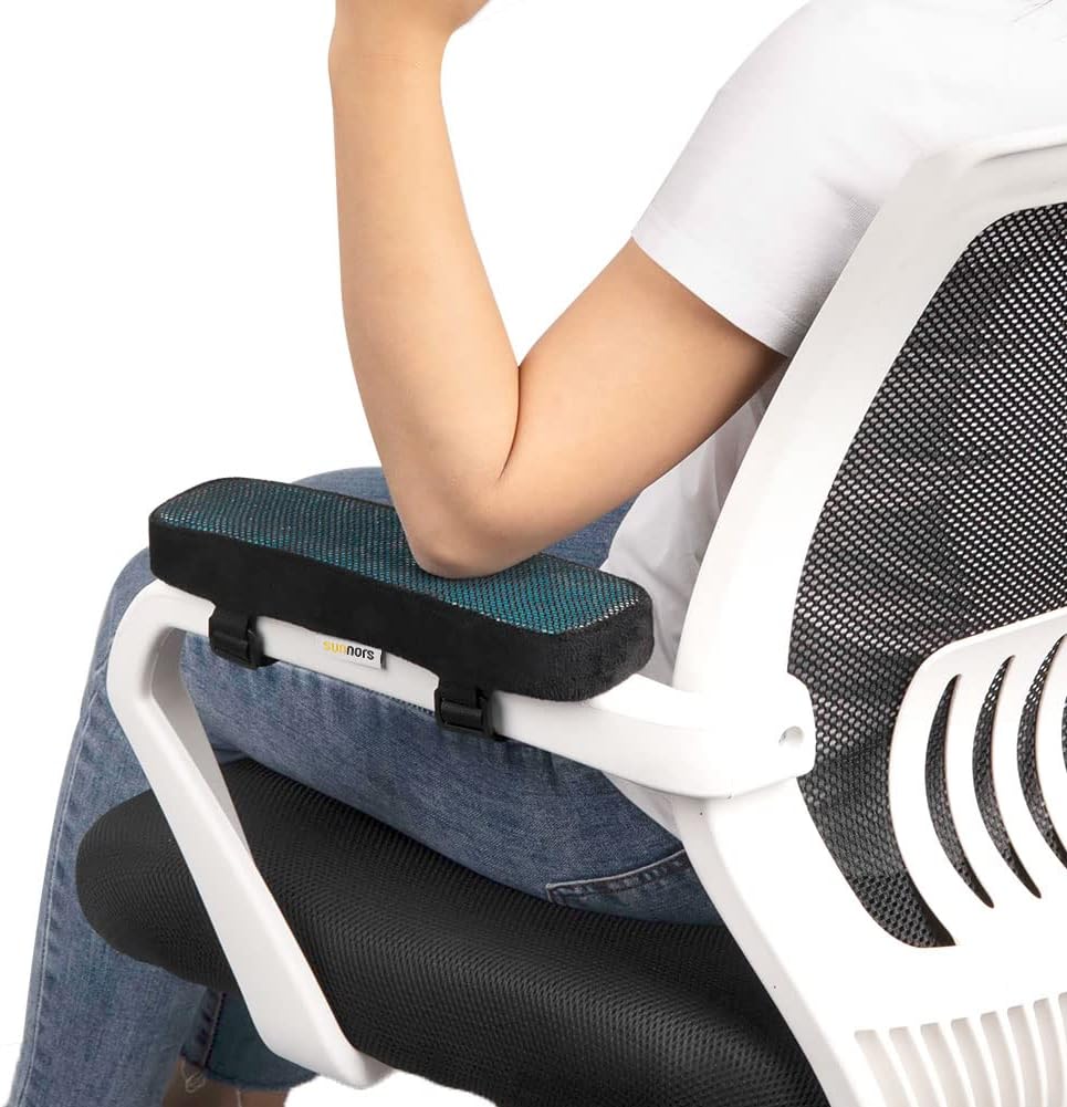 Memory Foam Chair Armrest Pad, Comfy Office Chair Arm Rest Cover for Elbows and Forearms Pressure Relief(Set of 2)