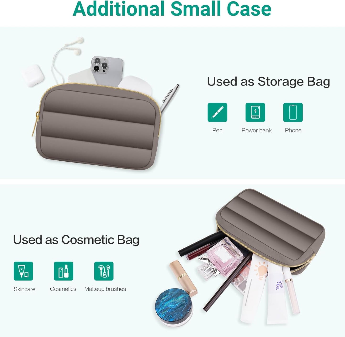 MOSISO Laptop Case 13.3 inch,13-13.3 inch Puffy Laptop Sleeve Compatible with MacBook Neo/Air 13.6 M5 M4 M3 M2 M1/Pro 13/14,HP Dell ASUS Lenovo,Polyester Horizontal Bag with Small Case, Sand