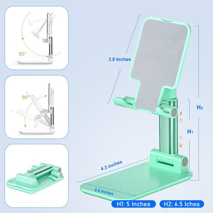 Phone Stand, PhoneHolder for Desk Anti-Slip Cute OfficeAccessories Forldable Cell PhoneHolder Compatible with iPhones, AllMobile Phones, White-Silver, Pro