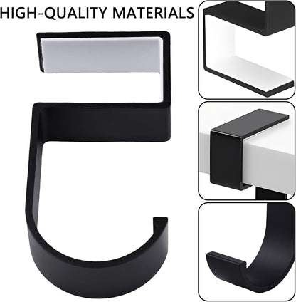 2PCS Heavy Duty Purse Hook for Table, Portable 5-Shaped Handbag Hanger for Desk, Non-Slip Alloy Bag Holder for Umbrellas, Backpacks, Office and Dining Use (Black)