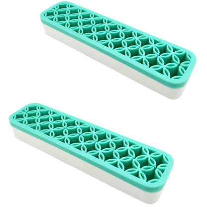 TANG SONG 2 PCS Rectangle Silicone Make up Brush Holder Cosmetic Storage Box Desktop Organizers (Black)