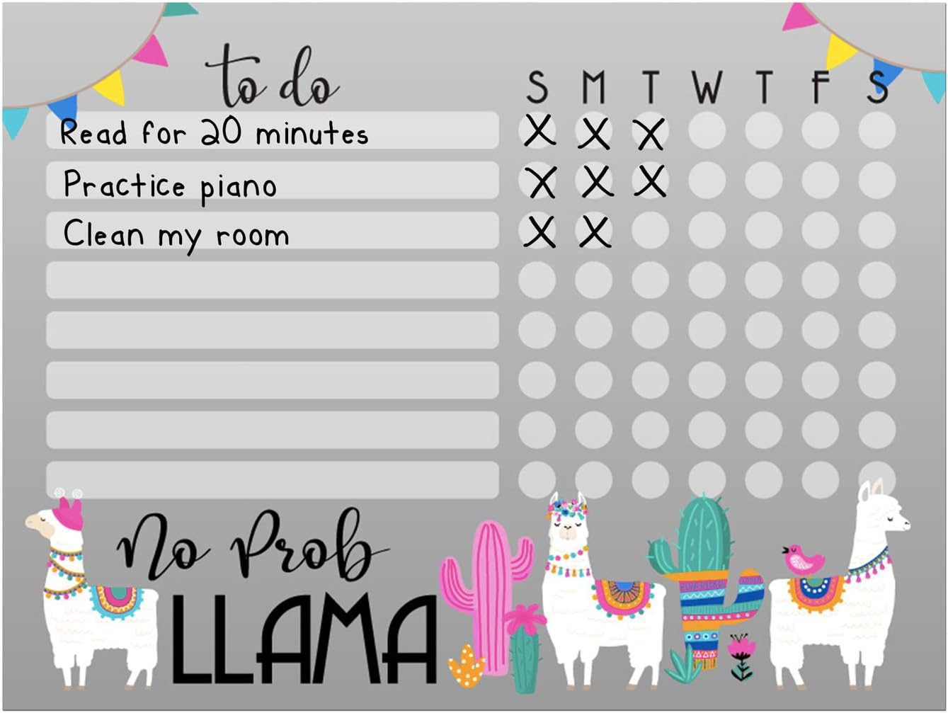 Dry Erase Whiteboard Task & Habit Tracker | Removable and Restickable Adhesive Decal | Fine-Tip Magnetic Marker Included | 9” x 12”