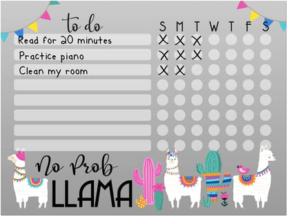 Dry Erase Whiteboard Task & Habit Tracker | Removable and Restickable Adhesive Decal | Fine-Tip Magnetic Marker Included | 9” x 12”