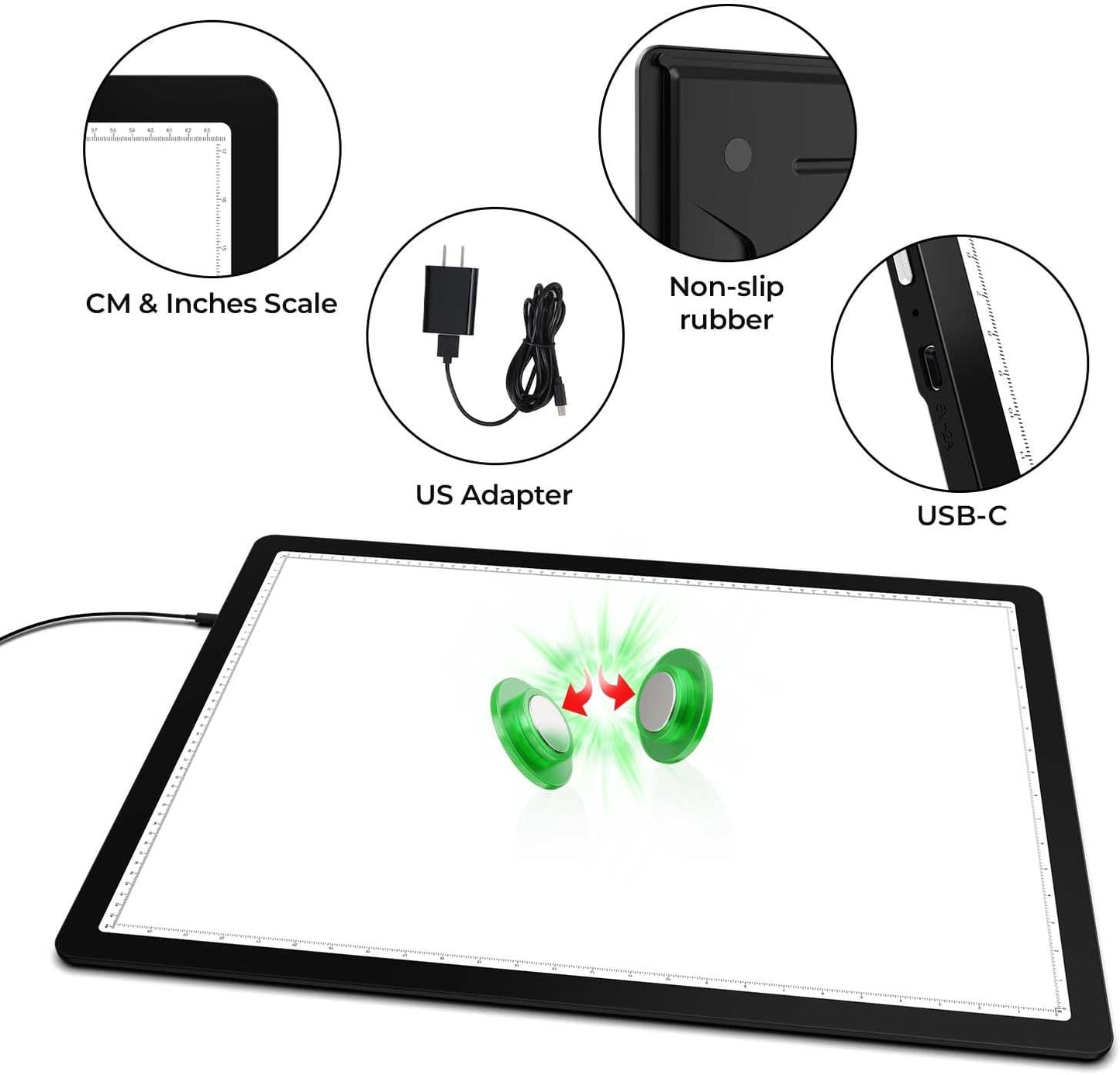A2 Light Pad (25.2" x 18.4"), Large Magnetic Bright Light Box for tracing,6 Levels Dimming/3 Color,Physical Buttons,Light Board for Diamond Painting,Light Table for Drawing, Sketching