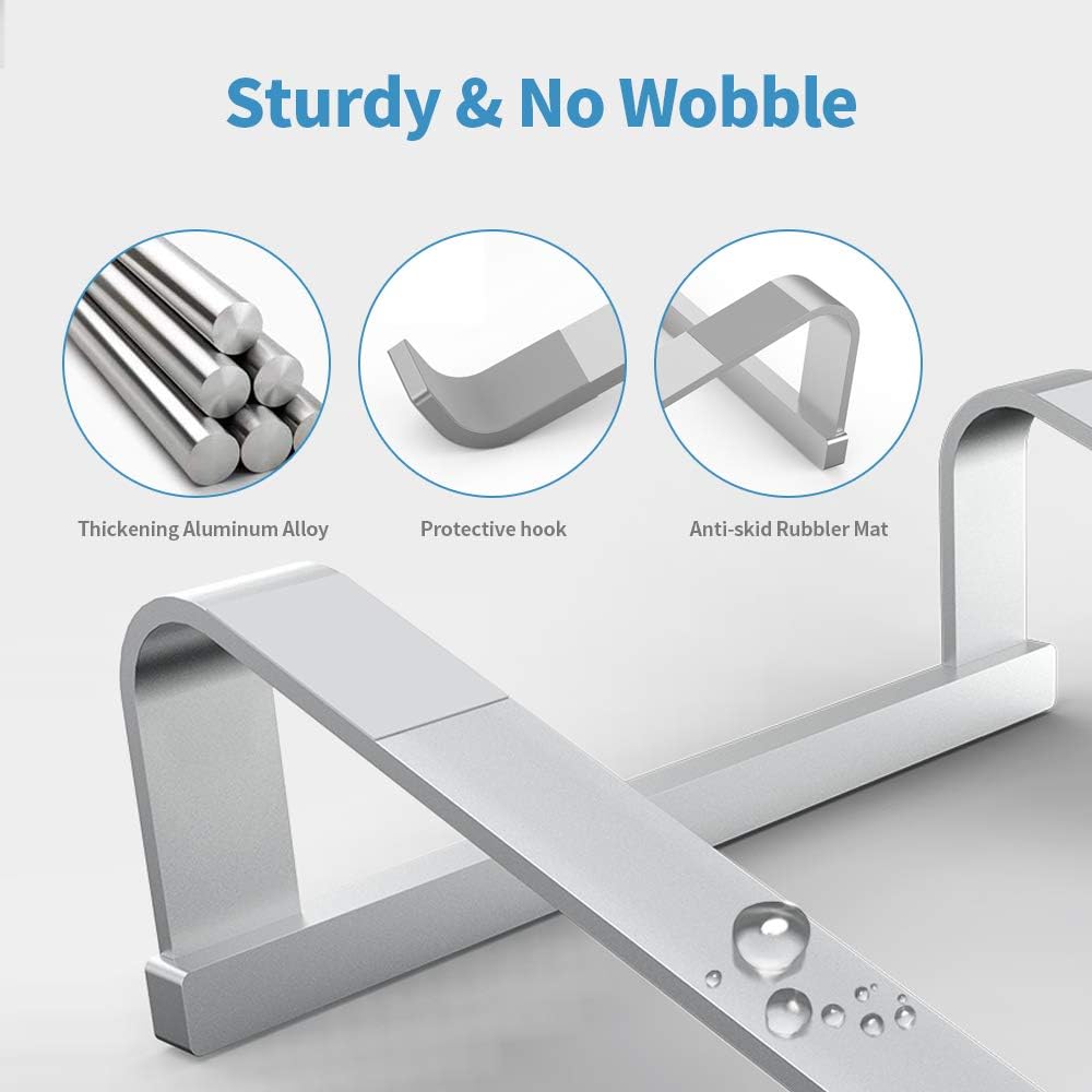 LENRUE Laptop Stand for Desk，Stable MacBook Pro Stand，Ergonomic Aluminum Computer Riser for 12 13 15 16.2 inch ，Computer Cooling Stand for Mac MacBook Pro Air,HP, Dell, More PC Notebook (Silver)