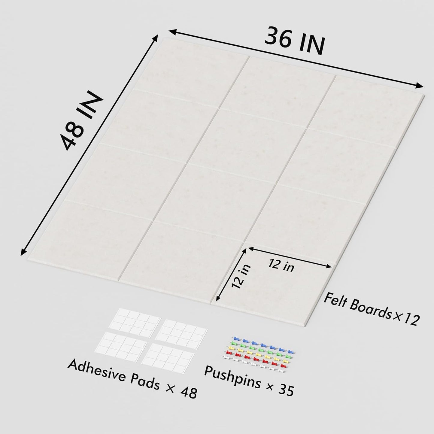 Neatsure Large Cork Board for Wall, Black Felt Bulletin Board with Pushpins, 36" x 24" 6 Panels Wall Tiles, Tack Push Pin Boards for Office