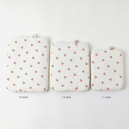 Puffy Laptop Sleeve 13 Inch Cute Quilted Laptop Protective Case Padded Floral Computer Sleeve for MacBook (A-Blue, 13 Inch)