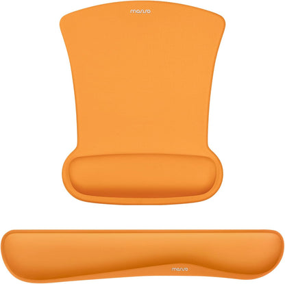 MOSISO Wrist Rest Support for Mouse Pad & Keyboard Set, Ergonomic Mousepad Non-Slip Base Home/Office Pain Relief & Easy Typing Cushion with Neoprene Cloth & Raised Memory Foam, Black