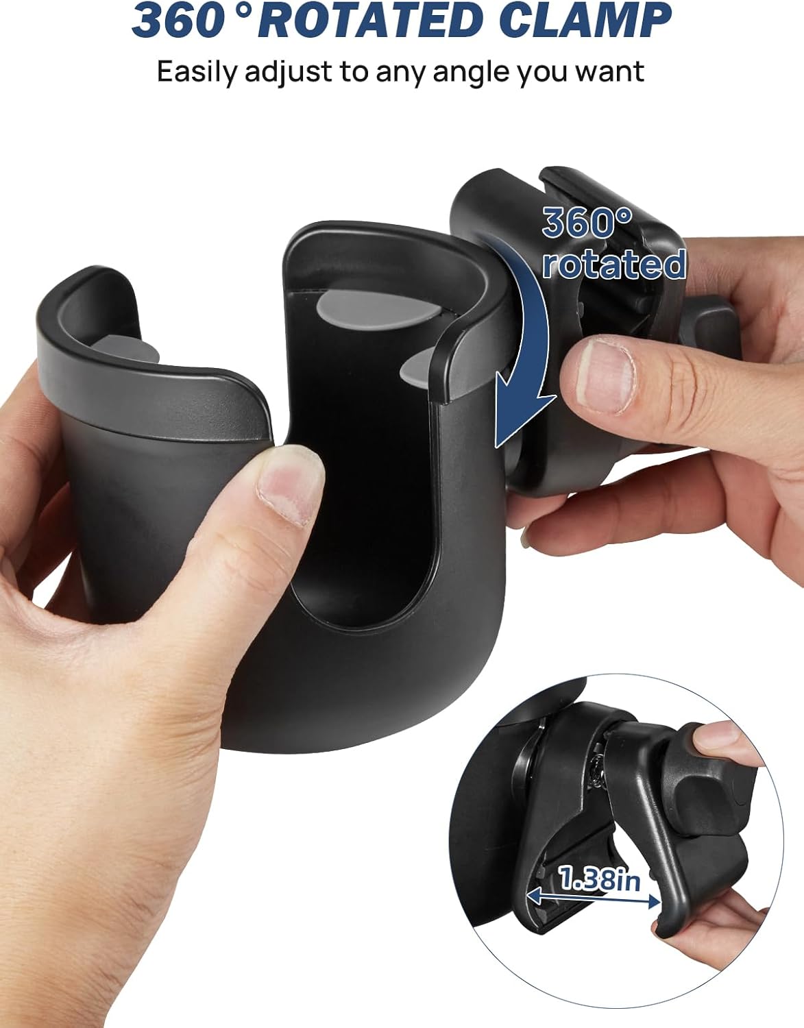 JOYTUTUS Wheelchair Cup Holder, Rollator Cup Holder, 4 Flexible Tabs with Hook Drink Holder for Walker, Scooter, Stroller, Mobility