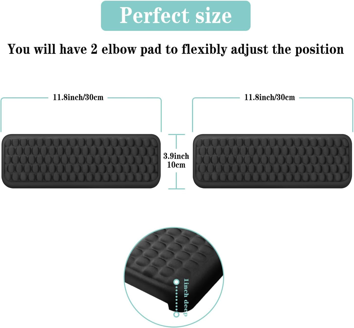 L-Shaped Desk Elbow Pad for Desk, 2-Piece Memory Foam Elbow Pads with Non-Slip, Ergonomic Desk Edge Cushion, Wrist Support Arm Rest for Office and Gaming (11.8 * 3.9 inch)