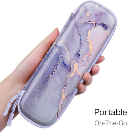 Fintie Holder Case for Apple Pencil Pro, Apple Pencil (USB-C / 1st / 2nd Generation), PU Leather Carrying Bag Sleeve Compatible with Pen, USB Cable, Samsung Stylus, Lilac Marble