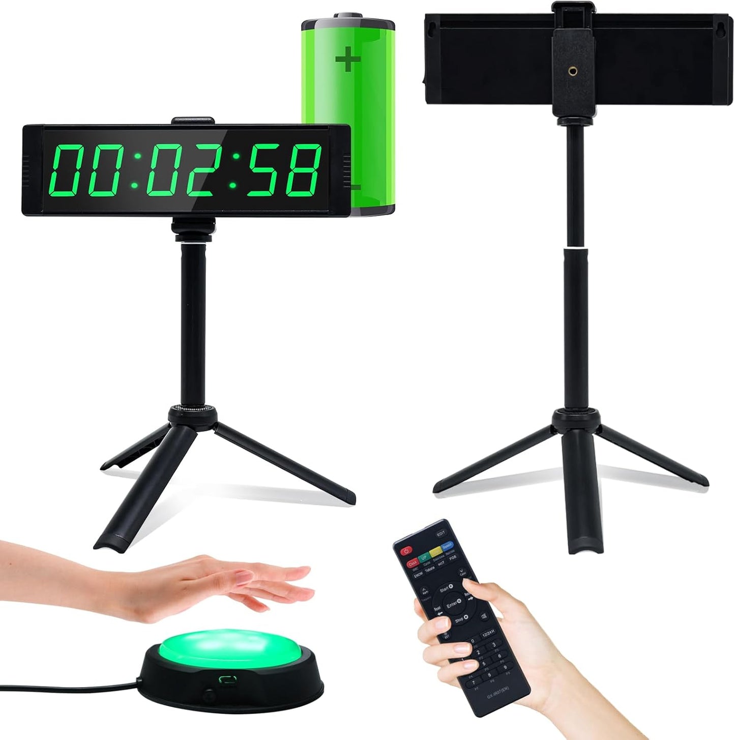 YZ Gym Timer Clock for Home Gym, Fitness Timer with Stopwatch Button, Large Digital Stopwatch Countdown Clock, 12/24H Digital Wall Clock, with Stand