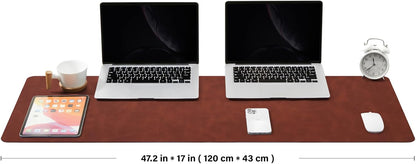 Distressed Leather Desk Mat - Non-Slip PU Desk Pad for Office and Home - Desk Organization and Accessories - Ideal for Large Mouse Pad and Desk Mats on Top of Desks(Tan,36"x 17")