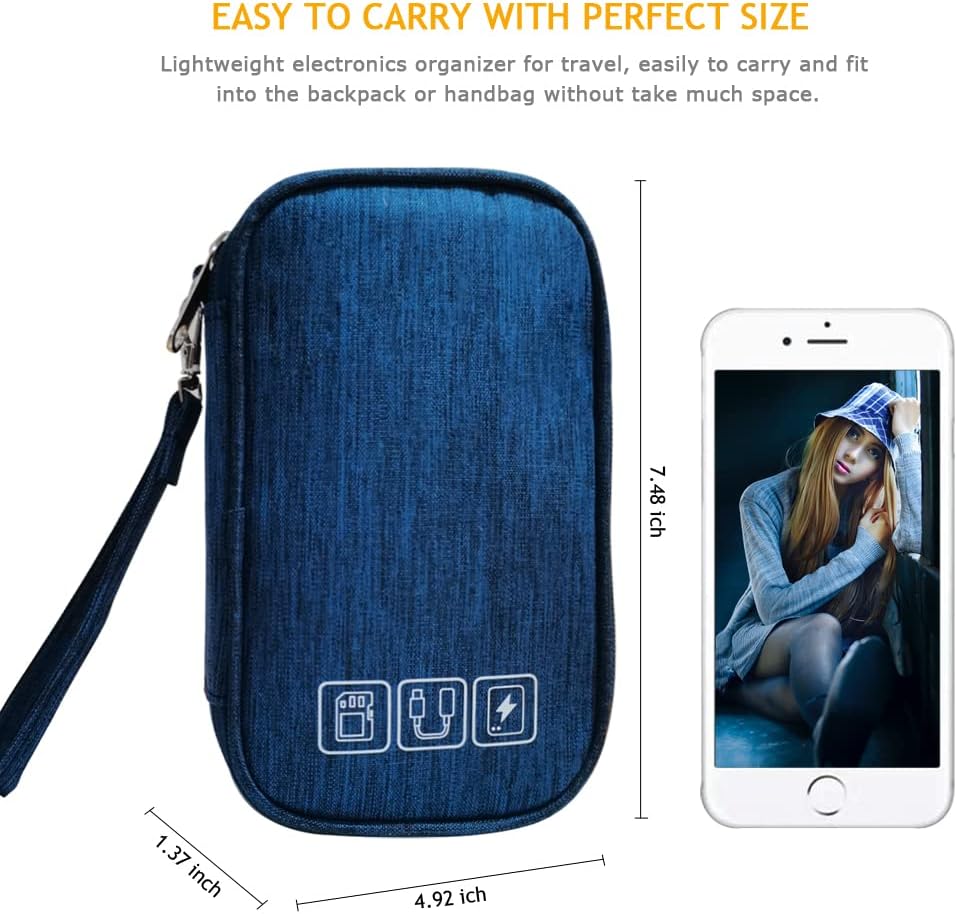 Electronic Organizer Bag Cable Organizer Travel Cord Organizer Case Pouch Portable Carrying Case for Charger Hard Drive Earphone USB SD Card (Black)