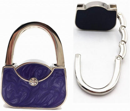 ROFLYER Handbag Shape Design Metal Foldable Purse Bag Hook Table Hanger,Set of 4