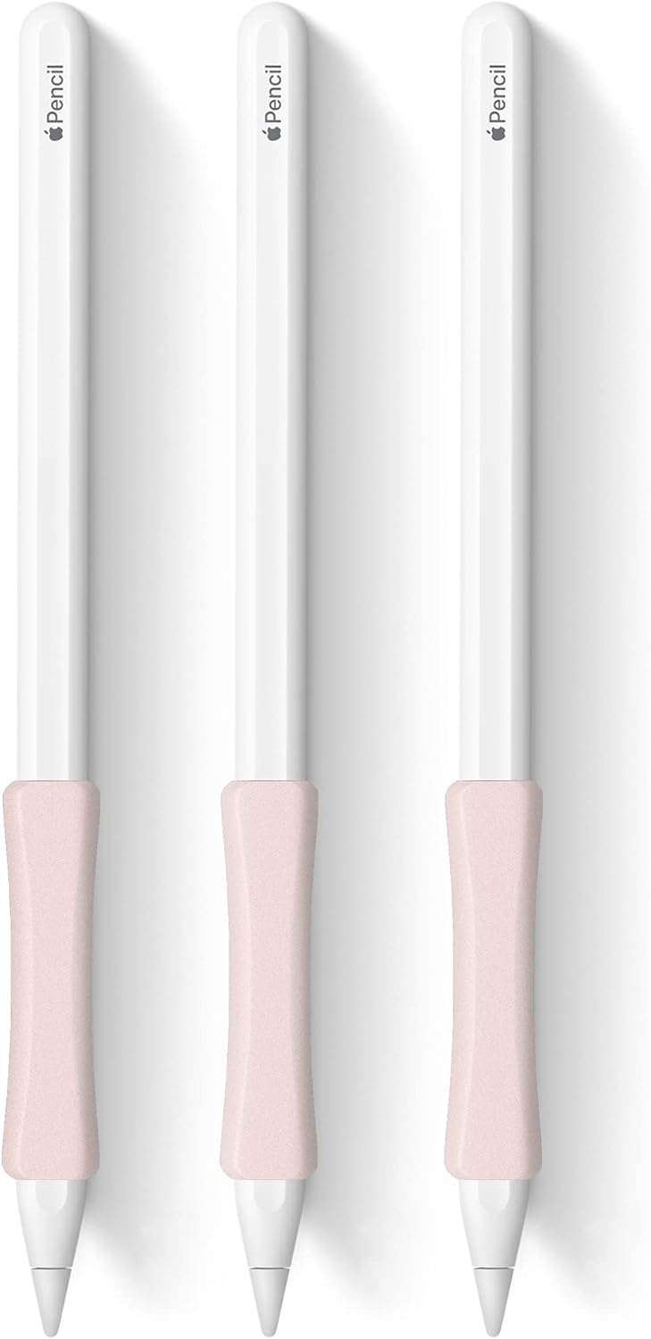 3 Pack iPencil Grips Case Cover Silicone Sleeve Holder Compatible with Apple Pencil (USB-C)&Apple Pencil (2nd Generation),iPad Pro 11 12.9 inch 2018(White, Pink, Purple)