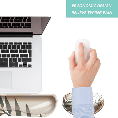 Keyboard Wrist Rest Mouse Wrist Support Set, Memory Foam Wrist Rest Pad for Computer Laptop Keyboard Mouse, Ergonomic Wrist Cushion Support for Typing Pain Relief, Gaming Home Office, Flowers Grass