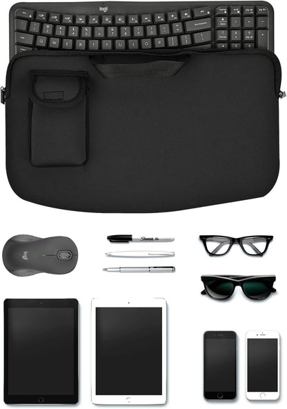 Portable Keyboard Travel Bag Shockproof Waterproof Dustproof Protective Neoprene Sleeve Compatible with Logitech Wave Keys Wavy Keyboard MK670 /Wireless Ergonomic Keyboards Mouse Combo (Black)