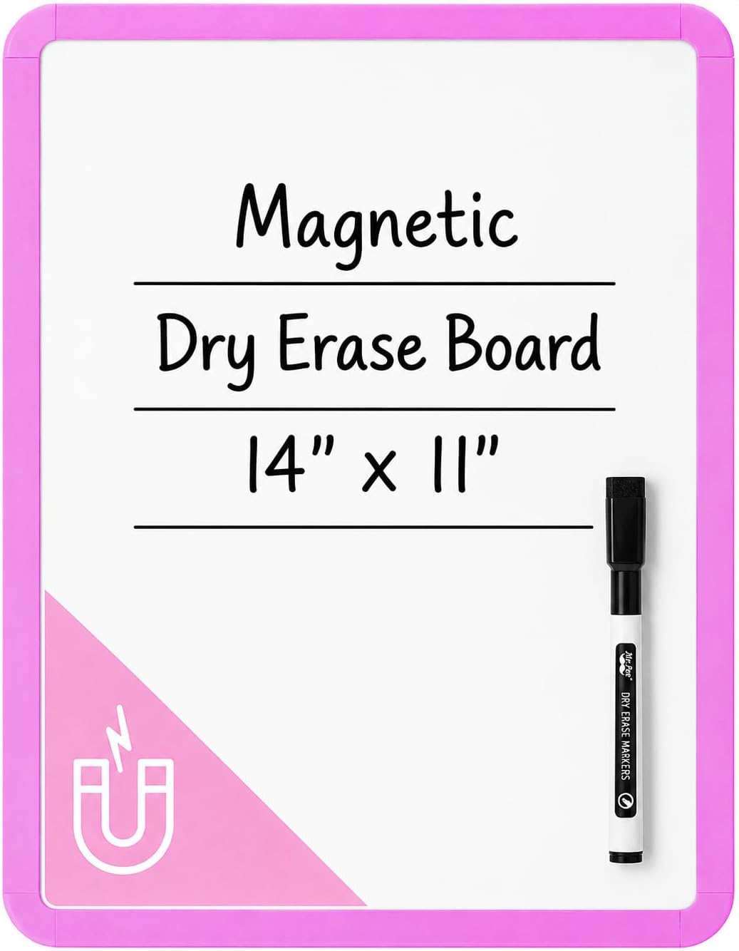 Mr. Pen- Dry Erase Board, 14” x 11” with a Black Dry Erase Marker, White Frame, Small Mini White Board for Students, Fridge, Wall, Locker, Includes Double Sided Tapes