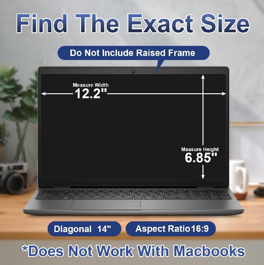 13.3 Inch 16:9 Laptop Privacy Screen Filter, Computer Monitor Privacy Shield, Anti Scratch Anti Spy Anti Glare Blue Light Screen Protector