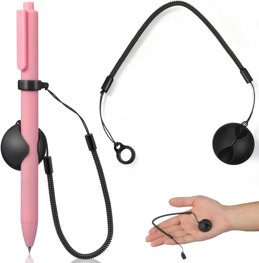 TOYANDONA 2pcs Pen Lanyards - Elastic Lanyard Tether with Silicone Ring and Holder Retractable Stylus Tether Leash Pen Strap for School Office Supplies Desk Clipboards Tablets