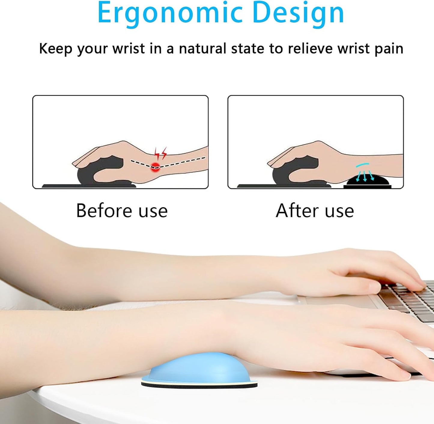 Dapesuom Mouse Wrist Rest, Ergonomic Memory Foam Mouse Wrist for Computer Desk Mats Support, PU Leather Hand Rest Pad Cushion for Gaming, Laptop, Men, Women, Pain Relief & Easy Typing, Black