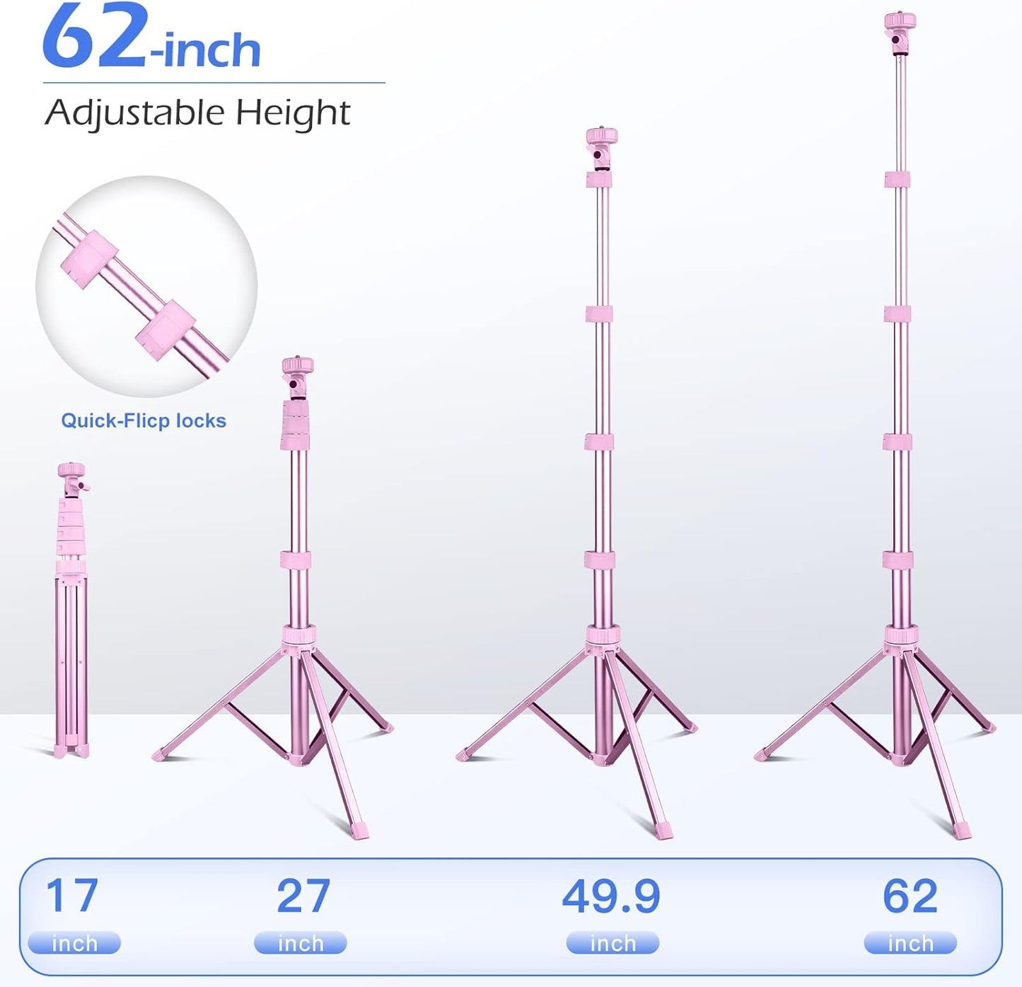 SENSYNE 62" Phone Tripod & Selfie Stick, Extendable Cell Phone Tripod Stand with Wireless Remote and Phone Holder, Compatible with iPhone Android Phone, Camera