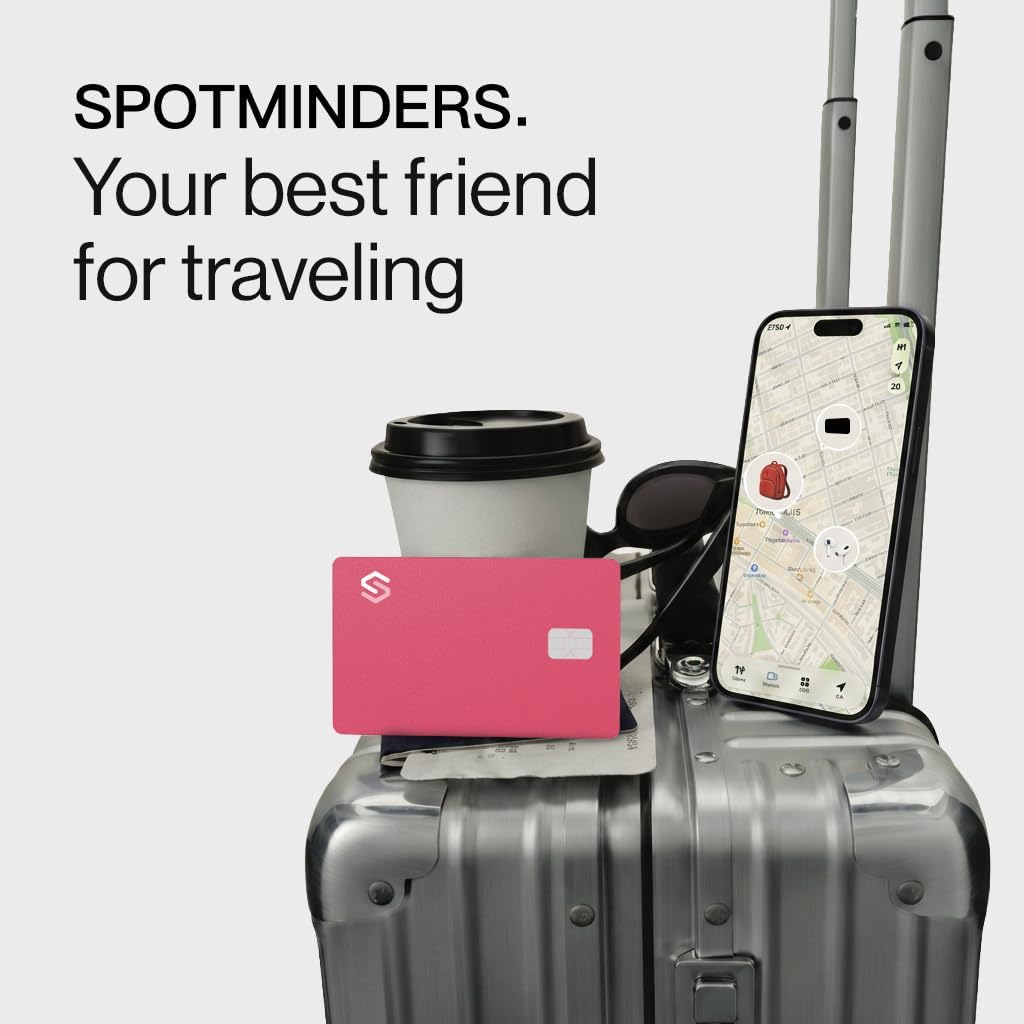 SPOTMINDERS Apple MFi Certified Wallet Tracker PRO for Travel Credit Card Design Works with Apple Find My IP68 Waterproof Rechargeable Tracking Card for Wallet Luggage Passport 0.07in Slim Item Finder