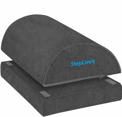 StepLively Foot Rest for Under Desk at Work, Comfortable Foot Stool with 2 Adjustable Heights, Footrest with Washable Cover, for Back & Hip Pain Relief, Suitable for Office, Home and Car (Black)