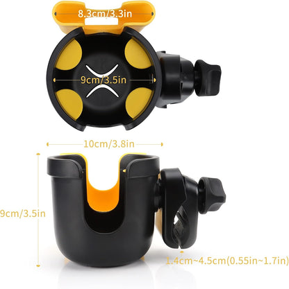 Accmor 2-in-1 Walker Cup Holder with Phone Holder, Wheelchair Cup Holder, Rollator Cup Holder, Cup Phone Holder for Walker, Wheelchair, Rollator, Mobility Scooter