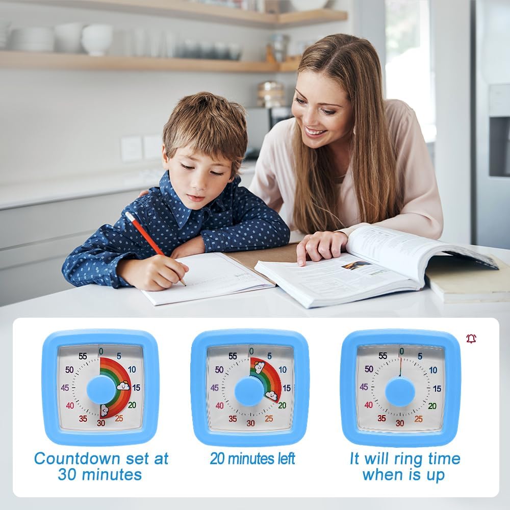 Visual Timer for Kids & Adults, 60 Minute Rainbow Countdown Timer, Time Management Tool for Classroom, Home, Kitchen, Office, School
