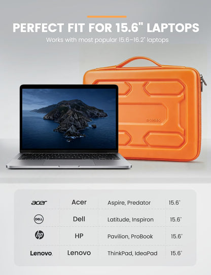 DOMISO 15.6 inch Laptop Sleeve with Handle Shockproof Computer Bag Waterproof EVA Protective Carrying Case for 15.6" Lenovo Yoga 720 IdeaPad 310 320 ThinkPad T570/Dell Inspiron 15/HP Envy 15, Black