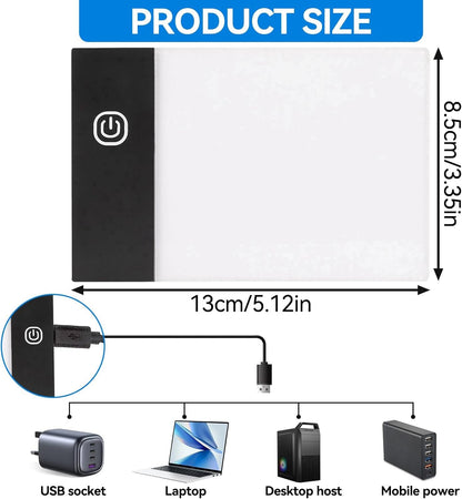 LED Copy Board Light Tracing Box, A6 Portable Tracing LED Copy Board Light Box Kids Children Drawing Flip Book Kit Tablet Paint Pad Eye Protective Adjustable