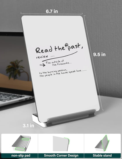Yagee Desktop Whiteboard with Storage, Dry Erase Board with Phone & Tablet Stand, to-do List Memo, Double-Sided Writing Board for Office and School Supplies, 9.5''×6.7'', Marker＆Duster Included