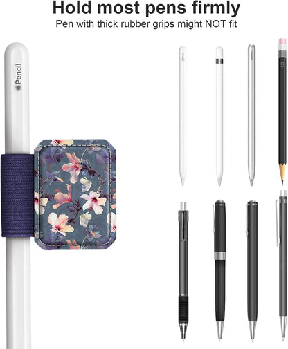Fintie 4 Pack Pen Loop Holder for Apple Pencil Pro, Apple Pencil (USB-C / 1st / 2nd Generation) and Stylus Pens, Elastic Adhesive Leather Sleeve Attached to Cases, Black