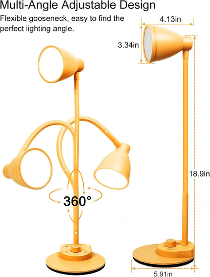 BOHON LED Desk Lamp with USB Charging Port, 3 Color Modes Dimmable Reading Lamp, Auto Dimming Task Lamp, Flexible Neck Table Light for Dorm Bedside, Adapter Include, White