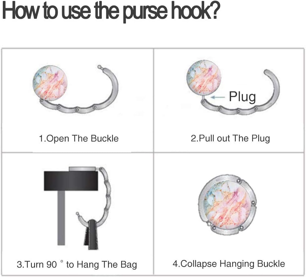 Bosketo Foldable Purse Hook Womens Bag Table Hanger Collection Desk Hooks for Purse (3pack Pretty Floral Hook)