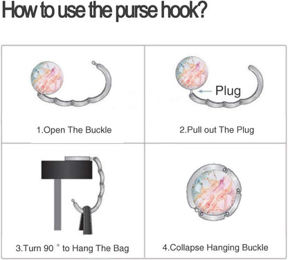 Bosketo Foldable Purse Hook Womens Bag Table Hanger Collection Desk Hooks for Purse (3pack Pretty Floral Hook)