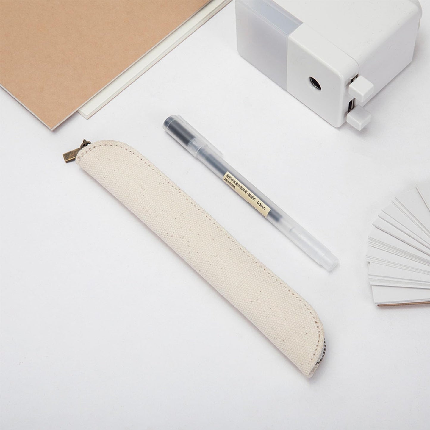 Pencil Case Durable Pencil Pouch for Pens School Featuring Oxford Lap Design (Khaki,Oxford)